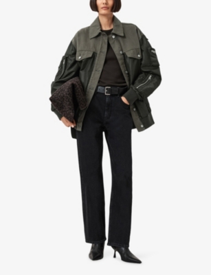 ALLSAINTS: Verity Contrast-Panel Relaxed-Fit Woven Bomber Jacket