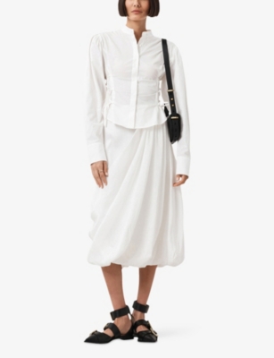 ALLSAINTS: Evanna High-Neck Side-Tie Cotton Shirt