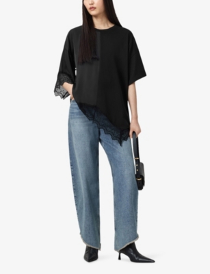 ALLSAINTS: Lenny Round-Neck Lace-Embroidered Cotton T-Shirt