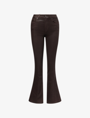 Paige Womens Chicory Coffee Luxe Coat Laurel Flared Stretch-woven Trouser