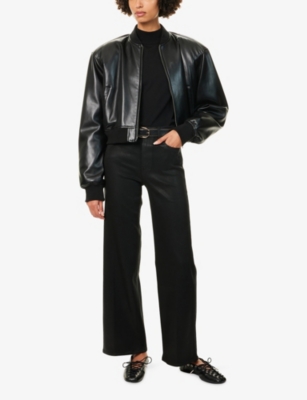 Paige Womens Black Fog Luxe Coating Anessa Coated Stretch-woven Jeans In Black