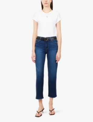 Paige Womens Overdrive Mason Ankle Straight-leg Stretch-denim Blend Jeans In Red