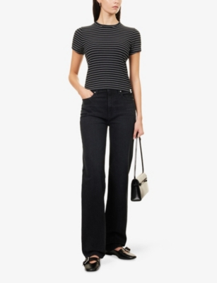 Paige Womens Black Void Stevie High-rise Straight-leg Jeans In Black