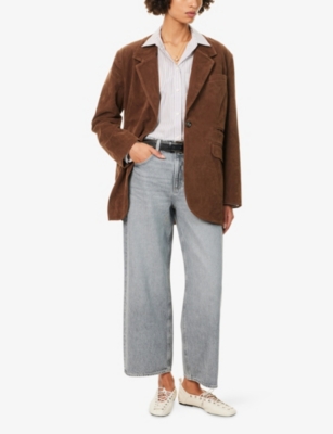 Paige Womens Grey Isles Cameron Wide-leg Denim Jeans In Gray