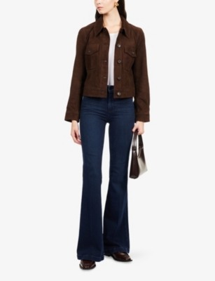 Paige Womens Chocolate Brown Feyd Boxy-fit Suede Jacket In Brown