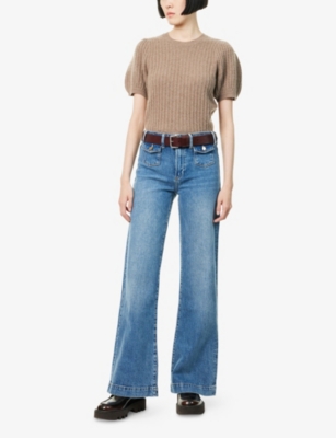 PAIGE: Leenah Wide-Leg Stretch-Denim Jeans