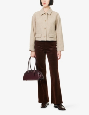 Paige Womens Taupe Multi Alfie Cropped Wool Jacket In Neutral