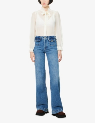 PAIGE: Leya Puffed-Shoulders Silk Blouse