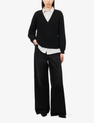 Paige Womens Black Thea V-neck Cashmere Jumper In Black