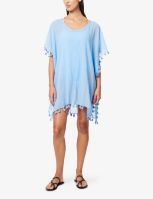 Seafolly Womens Cornflower Amnesia Cotton Kaftan In Blue