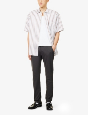 Paige Mens Rocket Stafford Straight-leg Stretch-woven Trouser In Brown