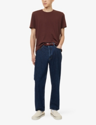 Paige Mens Malbec Sorden Crewneck Cotton-jersey T-shirt In Burgundy