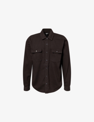 Paige Mens Carbanolo Martin Patch-pocket Cotton Blend Shirt Xl In Black