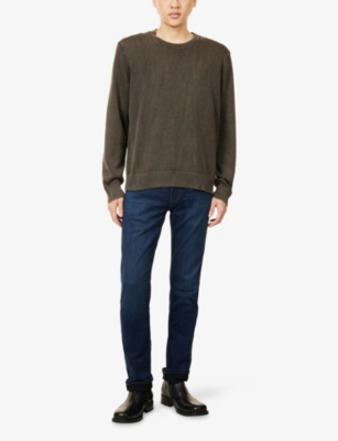 Paige Mens Deep Chocolate Wildomar Crewneck Cotton Jumper Xl In Brown