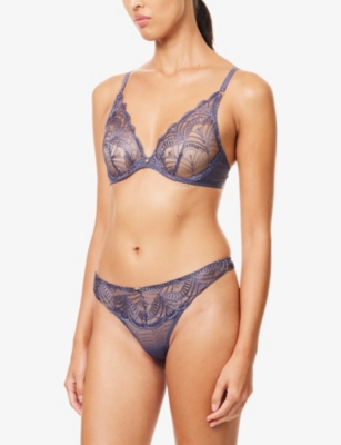 Aubade Womens Denim Vibes Underwire Lace Bra In Purple