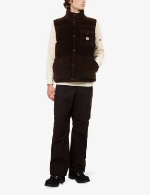 Moncler Mens Taupe Agen Sleeveless Corduroy Gilet In Brown