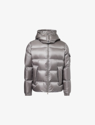 Moncler Mens Charcoal Couyere Logo-patch Padded Down Jacket In Gray