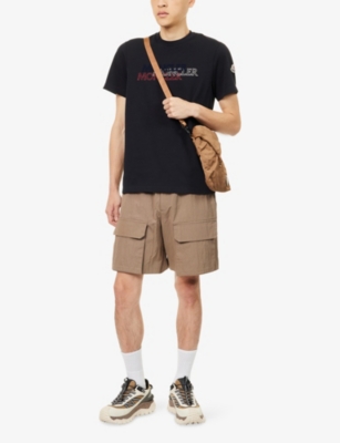 Moncler Mens Navy Logo-print Crewneck Cotton T-shirt In Blue