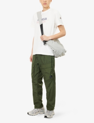 Moncler Mens Natural Logo-print Crewneck Cotton T-shirt In White