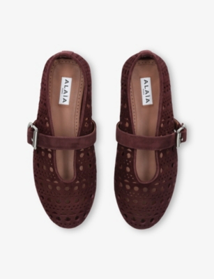 AZZEDINE ALAIA: Vienne Suede Mary Jane Ballet Flats