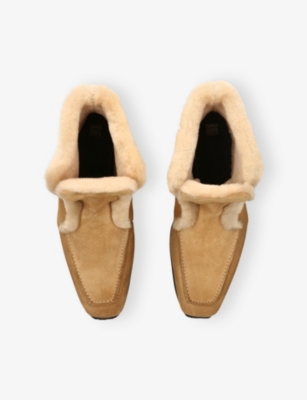 TOTEME: Shearling-Trim Suede Ankle Boots