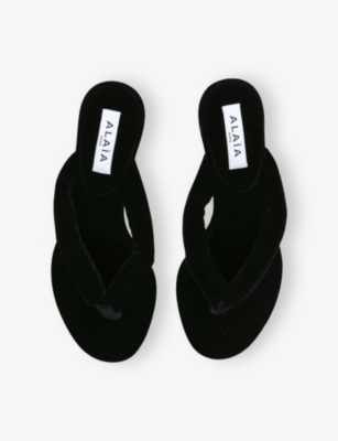 AZZEDINE ALAIA: Thong 55 Heeled Velvet Mules