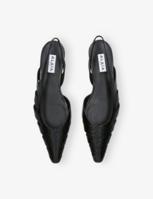 AZZEDINE ALAIA: Crocodile-Embossed Leather Slingback Flats