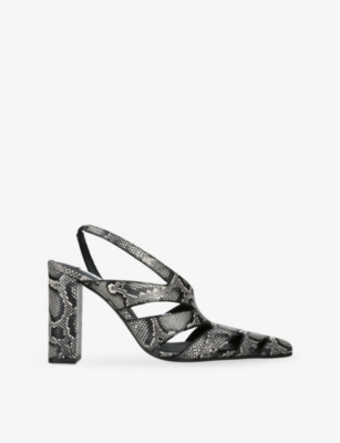 AZZEDINE ALAIA: Cut-Out 90 Snakeskin-Embossed Leather Slingback Courts