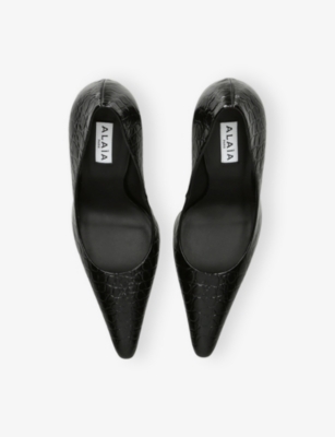 Alaïa Crocodile Printed Leather Pumps In Black