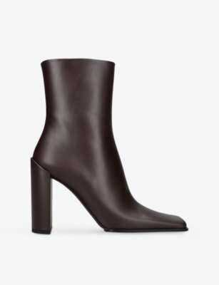 Alaïa Leather Square-toe Ankle Boots 90 In Brown