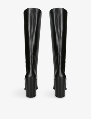 Alaïa Womens Black Square-toe Leather Heeled Knee-high Boots Eur 39 / 6 Uk In Black