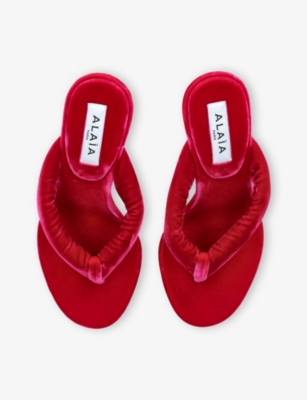 AZZEDINE ALAIA: Thong 90 Heeled Velvet Mules