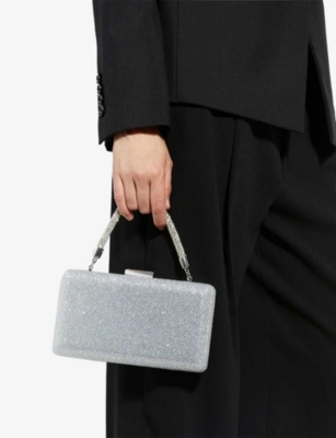 Dune Womens Silver Diamantes Beaut Metallic Woven Clutch Bag
