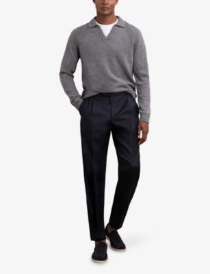 REISS: Cantwell Tapered-Leg Stretch Cotton-Blend Trousers