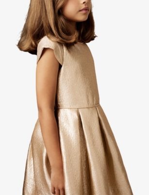 REISS: Nia Metallic Flared Woven Dress 13-14 Years