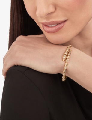 Serpenti Viper 18ct Yellow-Gold And 2.76ct Pavé Diamond Bracelet