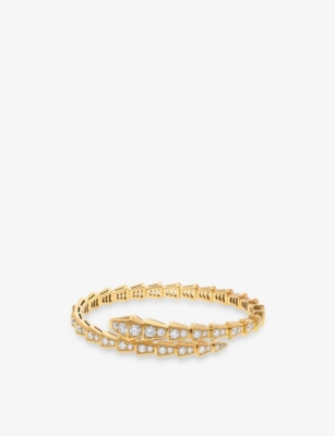 Serpenti Viper 18ct Yellow-Gold And 2.76ct Pavé Diamond Bracelet