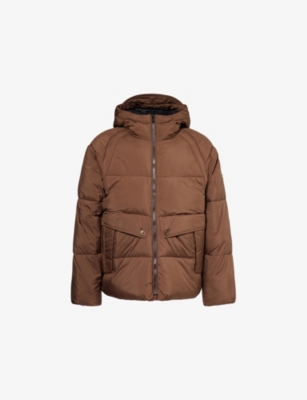 Ps By Paul Smith S By Paul Smith Mens Logo-patch Raglan-sleeve Shell Puffer Jacket Brown In Brown