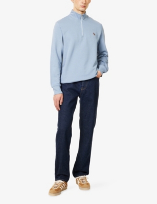 PS BY PAUL SMITH: Zebra Embroidered-logo Half-Zip Cotton-Jersey Sweatshirt