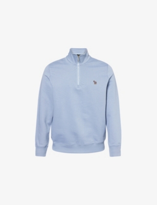 PS BY PAUL SMITH: Zebra Embroidered-logo Half-Zip Cotton-Jersey Sweatshirt