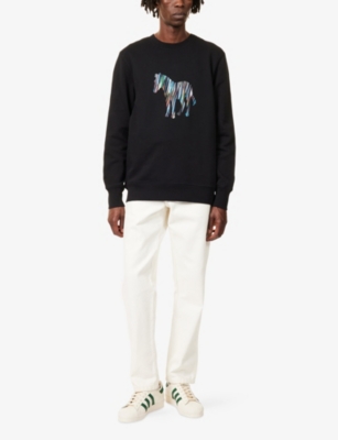 Ps By Paul Smith Mens Black Zebra Graphic-print Long-sleeve Cotton-jersey Sweatshirt Xl In Black
