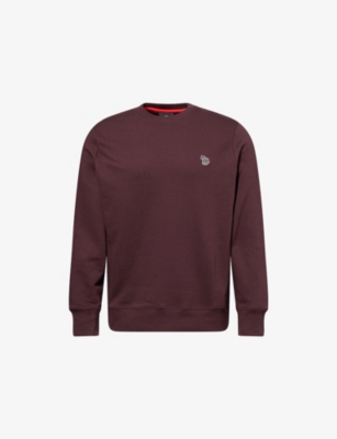 Ps By Paul Smith Mens Red Regular-fit Zebra Cotton-jersey Sweatshirt Xl In Burgundy
