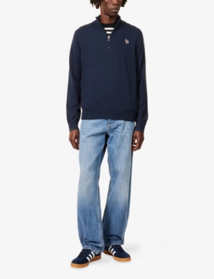 PS BY PAUL SMITH: Embroidered Zebra Patch  Funnel-Neck Knitted Sweater