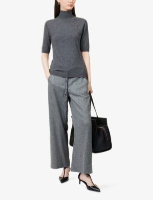 S MAX MARA: Cantone High-Neck Short-Sleeve Wool Jumper