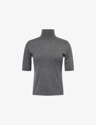 S MAX MARA: Cantone High-Neck Short-Sleeve Wool Jumper