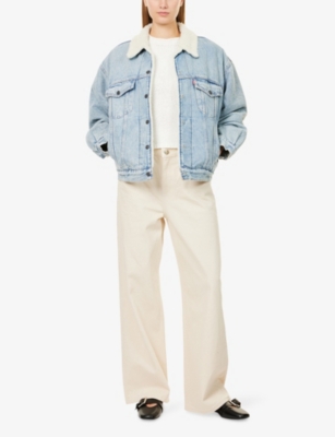 Levi's Womens Morning Sun 90s Sherpa Padded-sleeves Denim Jacket In Blue