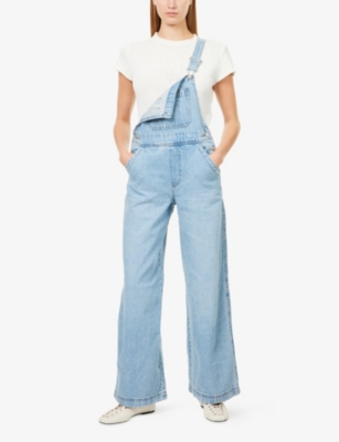 Levi's Womens Invested Indigo Xl Wide-leg Denim Jumpsuit Xs In Blue