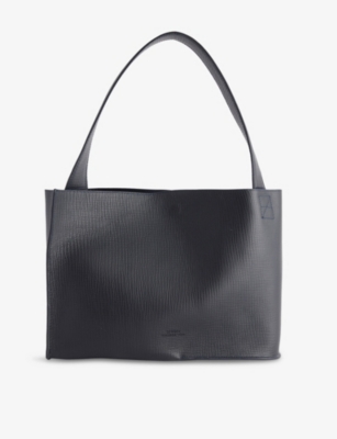 Studio Nicholson Womens Medium Reflection Leather Tote Bag Darkest Navy In Blue
