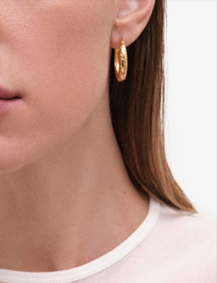 ASTLEY CLARKE: Maxi Tiny Star 18ct Yellow Gold Vermeil And Lab-Grown White-Sapphire Hoop Earrings