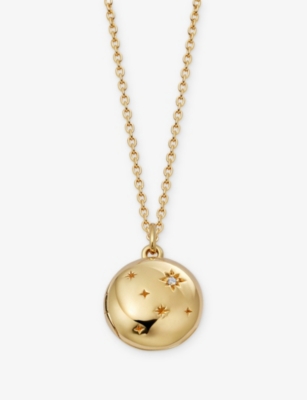 Astley Clarke Womens Tiny Star Mini Biography 18ct Yellow Gold Vermeil And Lab-grown White-sapphire Locket Necklac In Gold